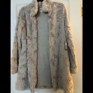 NWT Faux fur beige jacket